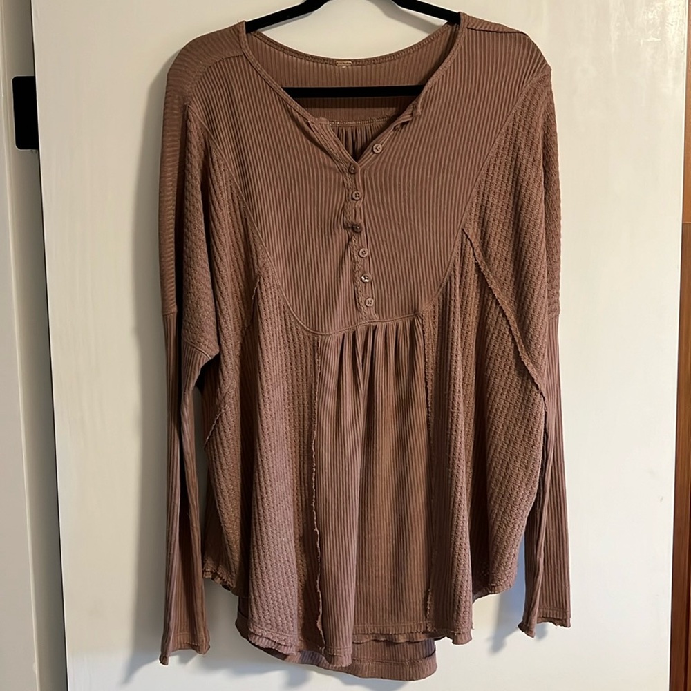 Free People Citrine Textured Cotton Blend Top